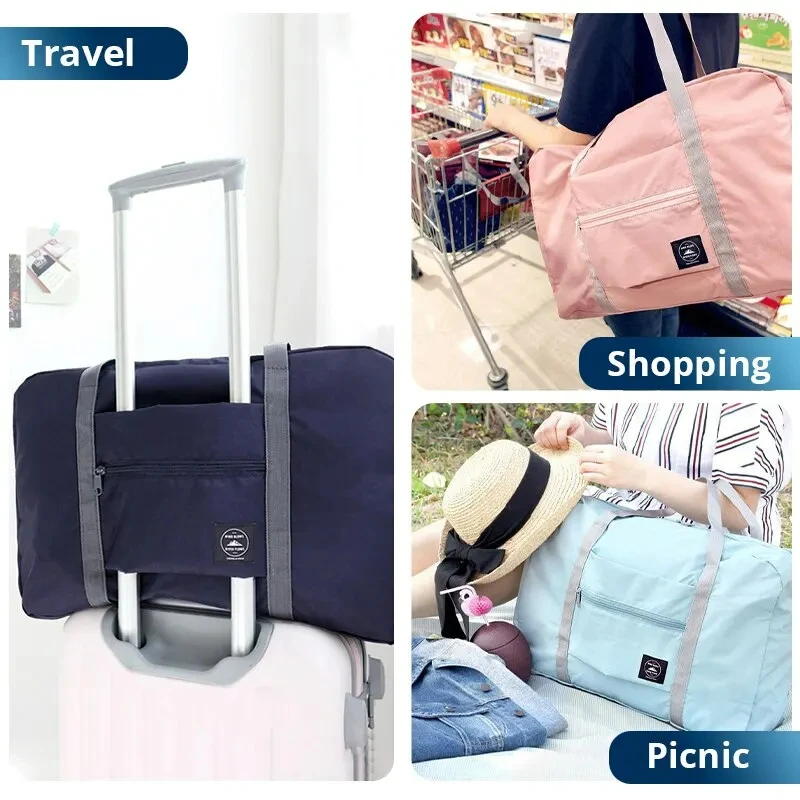 2 Pack Foldable Travel Duffel Bag for Airlines Carry on Bag Weekender Overnight Hospital Tote Bag Gym Duffel Bag Women Men - Image 5
