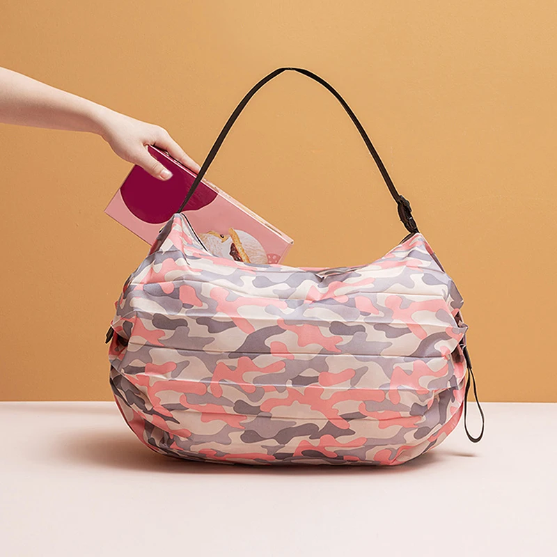 Foldable Storage Bag With Handle Portable Travel Camouflage Handbags Large Capacity Shopping Bag - Image 3
